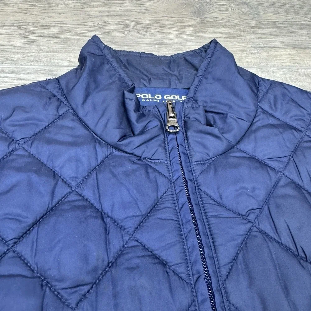 Polo Ralph Lauren Navy Blue Golf Puffer Vest Quilted Sz L FAIR‎